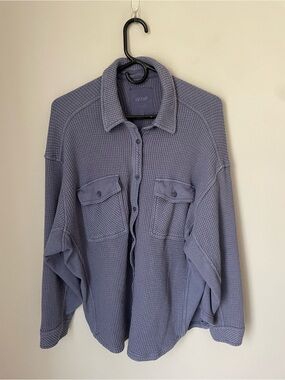 Aerie Lavender Waffle-Knit Button-Up Sweater Size Medium